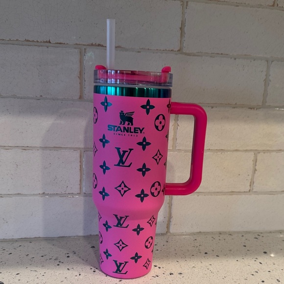 Stanley Other - Stanley The Quencher Pink Tumbler with Blue and Gold Inspired Monogram 40 oz